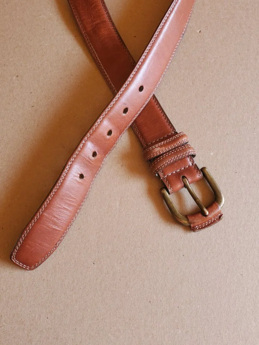 Cabela's Full Grain Cowhide Brown Leather Belt Inside Zipper Men's Size 44